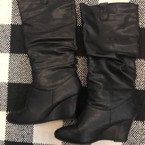 Cute black wedge boots